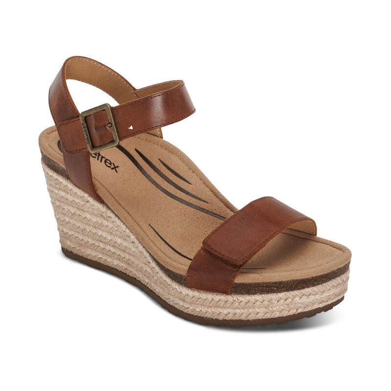 Aetrex Sydney Espadrille Quarter Strap: Women's Walnut