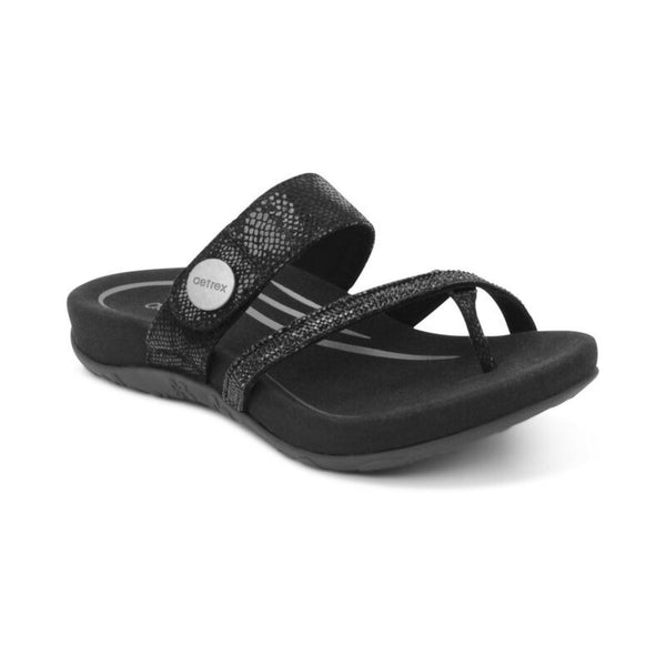 Aetrex Izzy Black Sparkle Sandals