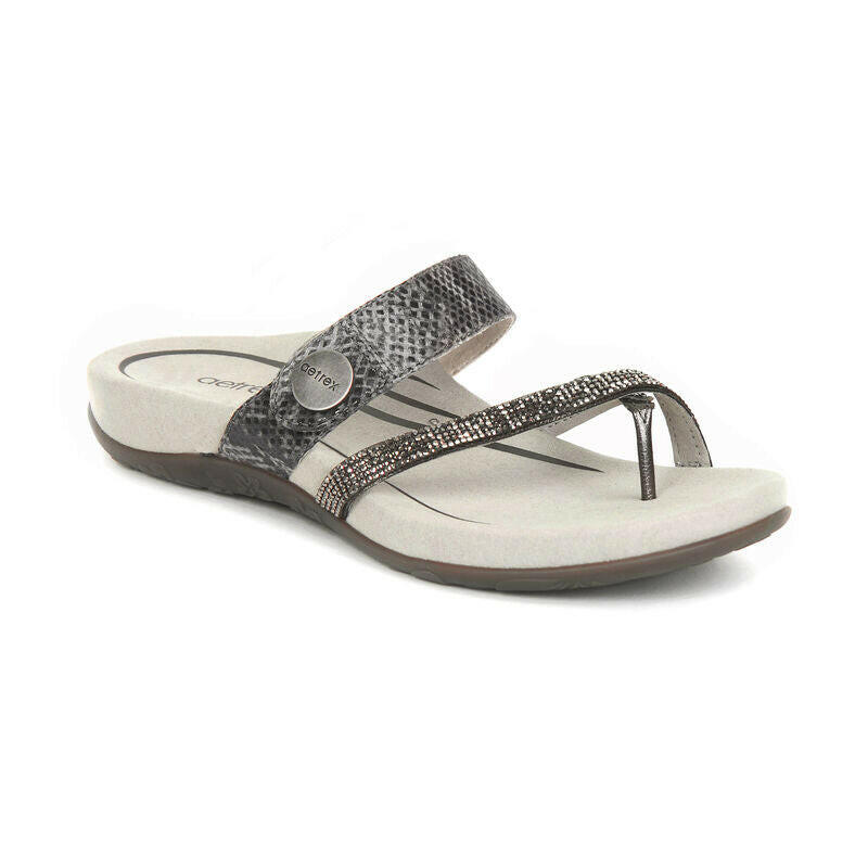 Aetrex Izzy Pewter Sandals