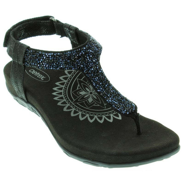 Aetrex Jade Black Sandals