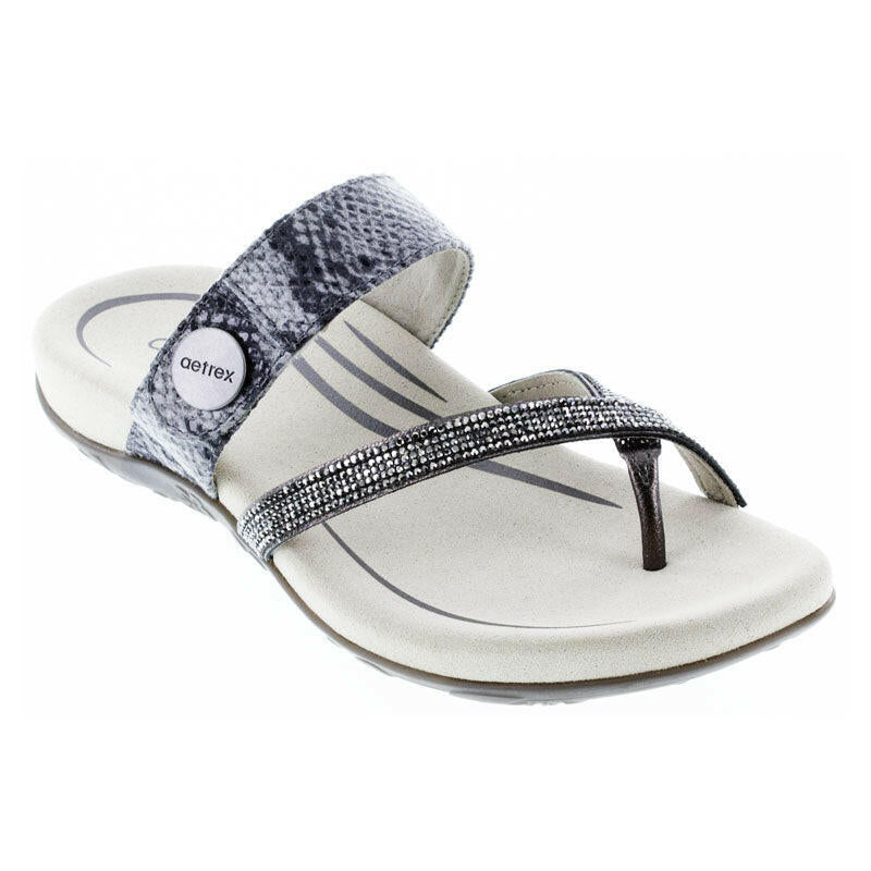 Aetrex Izzy Pewter Sandals