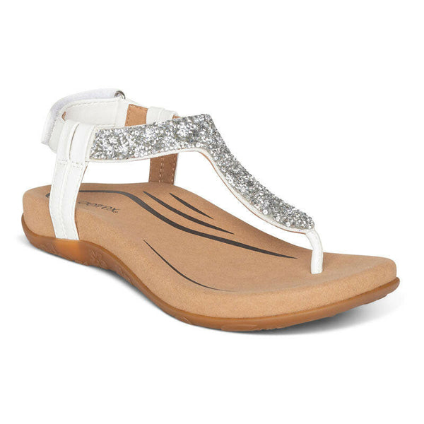 Aetrex Jade White Sandals