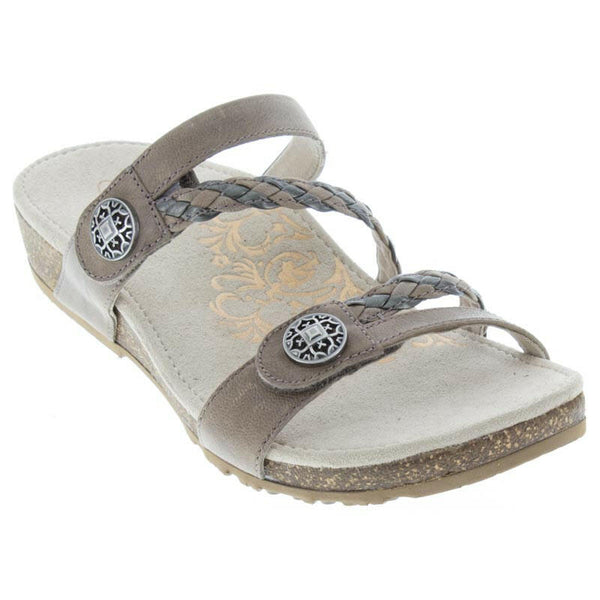 Aetrex Janey Leather Stone Sandals