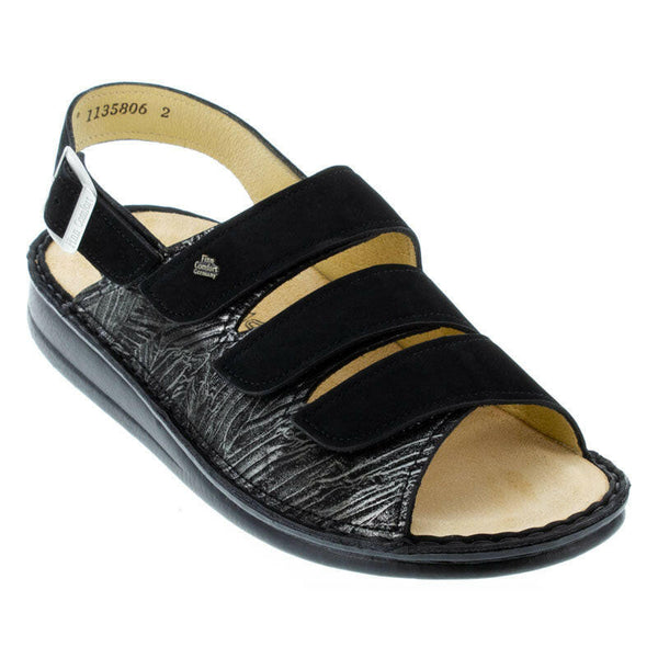 Finn Comfort Sylt Silver Black Sandals
