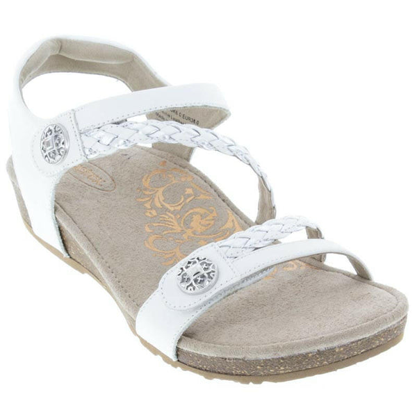 Aetrex Jillian Leather White Sandals